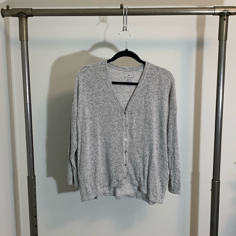 American Eagle Plush Button Front Cardigan